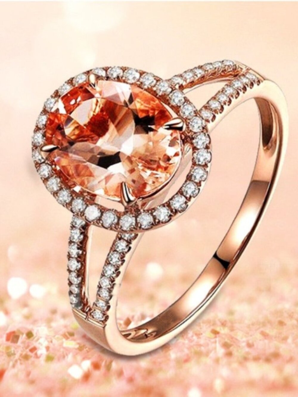 Rose Gold Filled Jewelry Crystal Ring Size 6